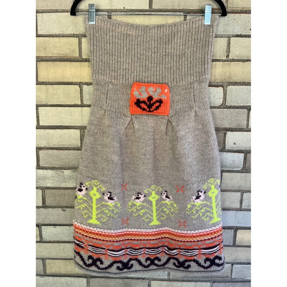 Sleeping on Snow Anthropologie Wool Strapless Mini Dress Tan XS Fall Halloween